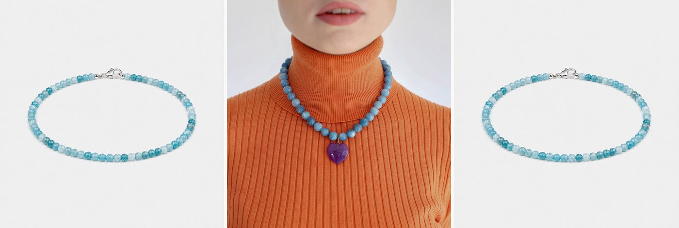 Прикраси з каменем аквамарину SO jewelry